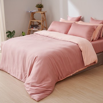 戀家小舖 台灣製鋪棉被套 兩用被 鋪棉兩用被套 桃花粉 100%天絲 雙人鋪棉兩用被套 60支天絲 素色 棉被套