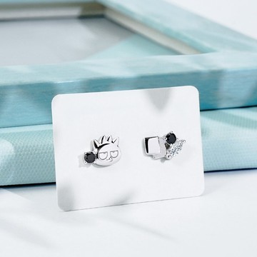 Sanrio學院Mix系列-Bad Badtz-maru酷企鵝晶鑽純銀耳環