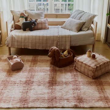 西班牙 Lorena Canals｜ 塔頓格紋地毯 玫格粉 - 140 x 190 公分