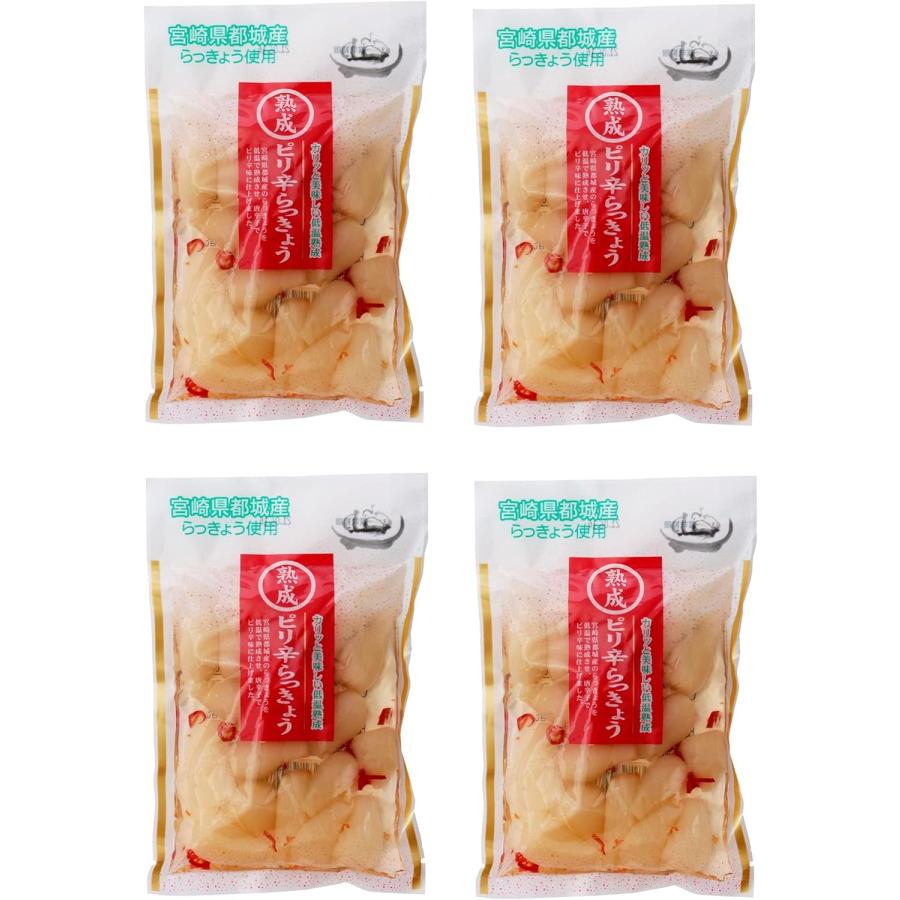 らっきょう漬け 上沖産業 熟成 ぴり辛 らっきょう 80g×4袋セット 送料無料  ラッキョウ漬け お漬物 国産 宮崎県産