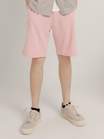 彈性斜紋腰頭造型釦帶西裝短褲