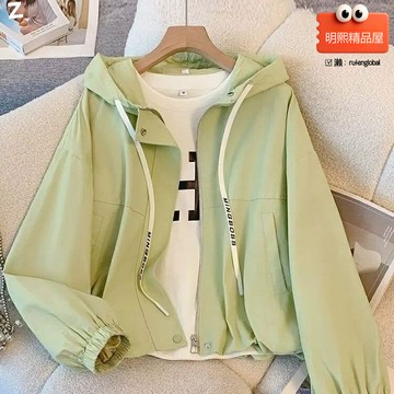 【短款顯高】連帽外套 夾克 衛衣 上衣 外套 春秋外套 韓版寬鬆 純色簡約 小個子友好 休閒百搭 春秋日常穿搭