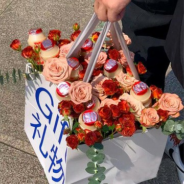 鮮花袋禮物盒花束包裝袋教師禮品盒方體袋大號gift手拎袋手提紙袋