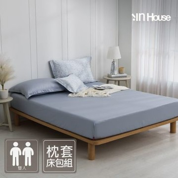 IN-HOUSE-400織紗天絲棉三件式枕套床包組(靜謐微光-雙人)