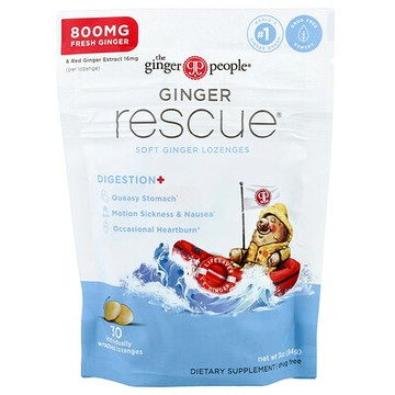 The Ginger People, Ginger Rescue®，軟姜含片，30 片獨立包裝含片