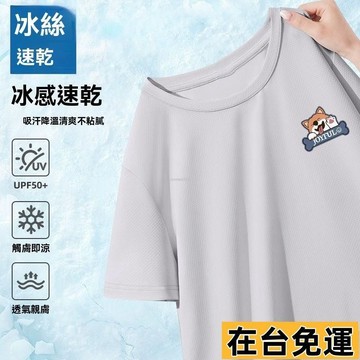 🔥台灣發出🔥 【冰絲涼感】冰絲網眼t恤男士短袖夏季薄款2025潮流透氣運動速幹半袖圓領衣服