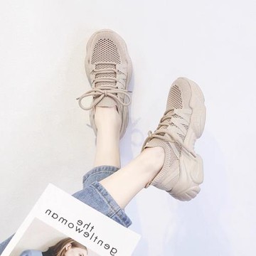 潮牌厚底老爹鞋女夏季2025新款休閑百搭網面鏤空透氣包頭運動涼鞋