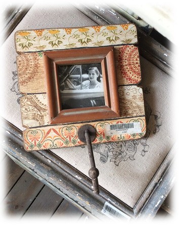 復古做舊木制掛鉤相框 墻飾 鄉村風格1入