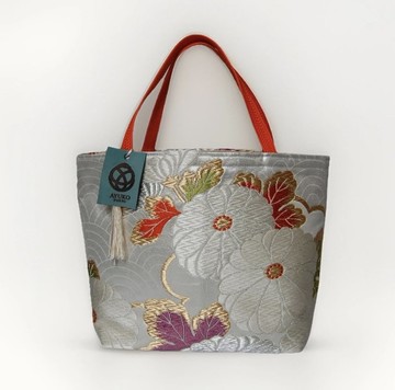 獨一無二100%絲質和服袋帶托特包 | 手工刺繡 | 親民版AFB | 日本