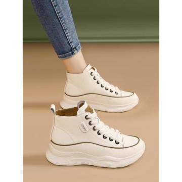 高幫小白鞋2025女新款秋冬季百搭輕便軟底運動鞋厚底增高休閑板鞋