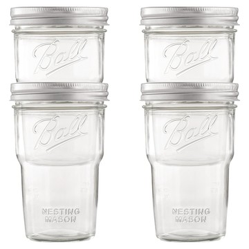 Ball 梅森 玻璃梅森罐 寬口疊疊Set 附蓋和瓶環  473ml  1組