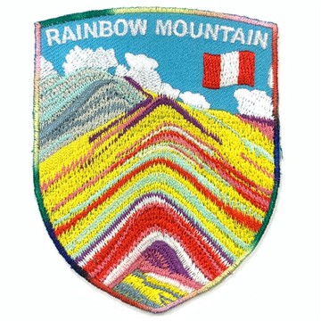 DIY刺繡徽章 祕魯彩虹山 地標電繡徽章 胸章 立體繡貼 裝飾貼 繡片貼 打卡地標 燙布貼紙 _廠商直送