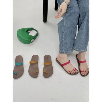 泰國進口時尚女式夾腳拖鞋夏季顯瘦平底外穿防滑防臭沙灘網紅涼拖