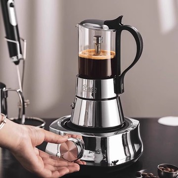 開立發票  Bincoo雙閥摩卡壺不銹鋼煮咖啡壺意式家用小型咖啡機電爐器具套裝 快速出貨