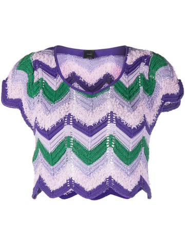 PINKO - crochet-knit crop top - women - Metallic Fibre - XS - Purple