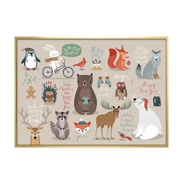 森林小動物的祝福掛畫  59.4 x 42cm  金色