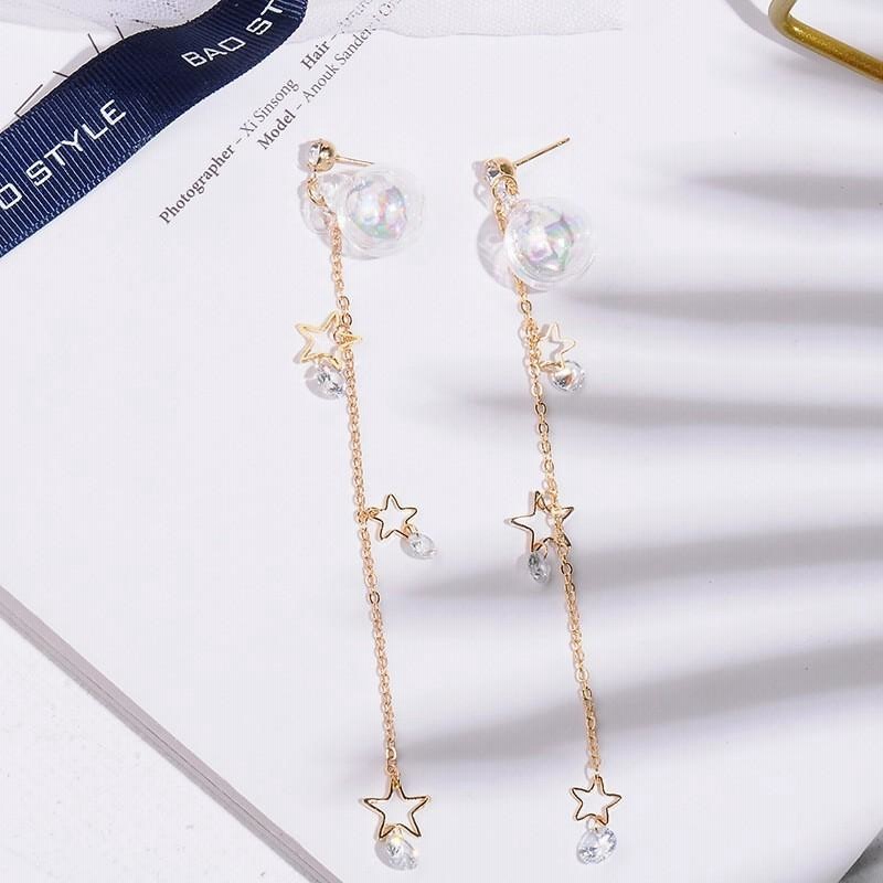 ロングピアス ピアス アクセサリー レディース クリアボール シャボン玉風 バブル スター ラインストーン ビジュー チェーン クリア 透明 輝く 煌  通販 LINEポイント最大0.5%GET LINEショッピング