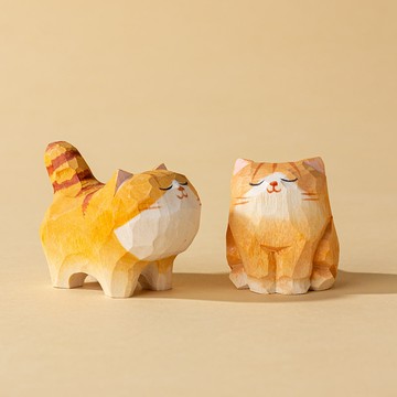 擺件✨可愛卡通治癒係木鵰風小貓咪擺件 室內家具辦公桌裝飾品 小禮物敲可愛交換禮物 桌麵擺飾居家裝飾解壓 N2CS