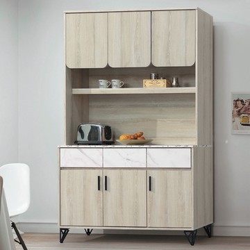 【文創集】艾安德 雙色4尺六門三抽餐櫃組合-120x40x198cm免組