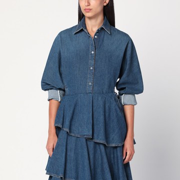 Rounded blue denim shirt