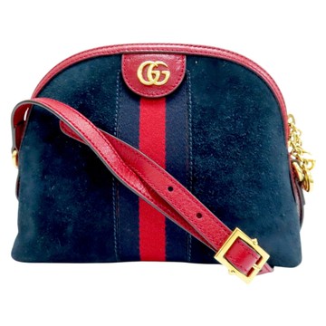 GUCCI 古馳 藍色 紅色 麂皮 Ophidia Web 肩背包 499621 【二手名牌BRAND OFF】