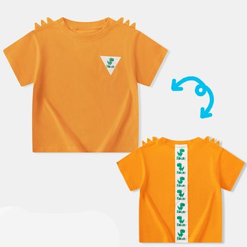 BE TOP - 純棉立體短袖上衣-恐龍印花-橘色