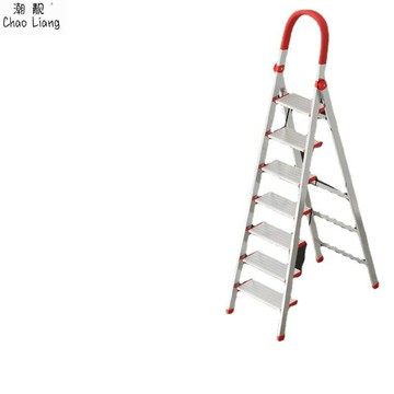 優樂悅~批發不銹鋼家用折疊梯子加厚人字梯室內多功能樓梯六七八九步梯廠