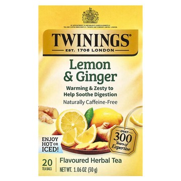Twinings, 調味草本茶，檸檬姜，無咖啡萃取，20 茶包，1.06 盎司（30 克）