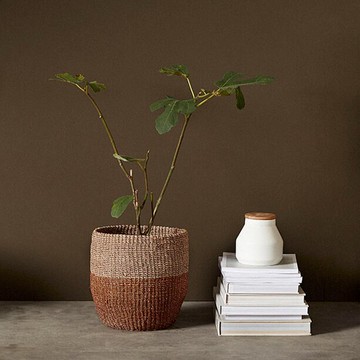 【Hübsch】－820103 跳色麻繩手工編織收納籃-2件組 置物籃