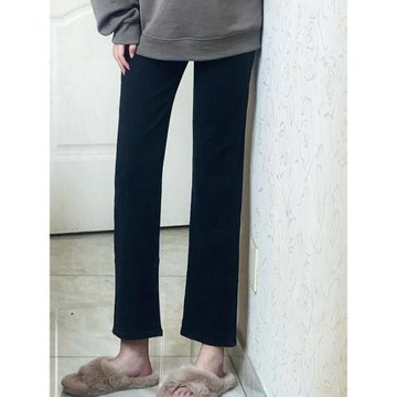 黑色九分牛仔褲女春秋裝新款大碼胖mm高腰顯瘦直筒彈力法棍煙管褲