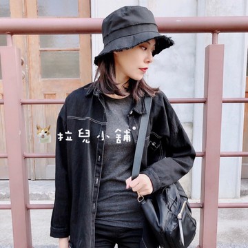 「拉兒小舖」台灣現貨-日系 韓版  文藝 文青 毛邊漁夫帽 鬚邊遮陽帽 盆帽   原宿 個性風