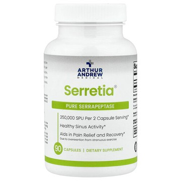 Arthur Andrew Medical, Serretia®，全舍雷肽酶，90 粒膠囊（每粒膠囊 125,000 SPU）