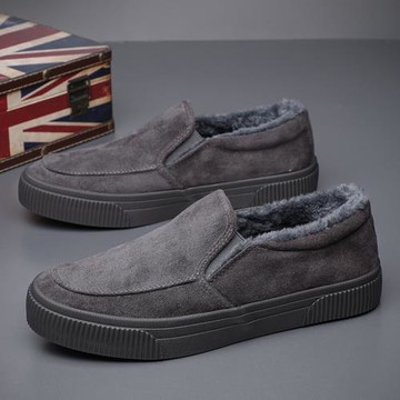 棉鞋男一腳蹬老北京男鞋加絨保暖懶人鞋低幫潮流絨面舒適板鞋二棉