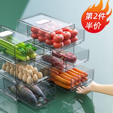 廚房冰箱收納盒抽屜式保鮮盒水果雞蛋蔥姜蒜專用冷凍密封儲物盒子