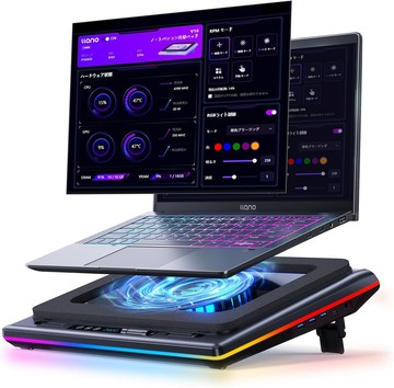 llano V12 Ultra 筆記型電腦冷卻墊 14cm渦輪風扇 RGB燈效 3孔USB 3.0 Hub 15～19吋適用 黑色