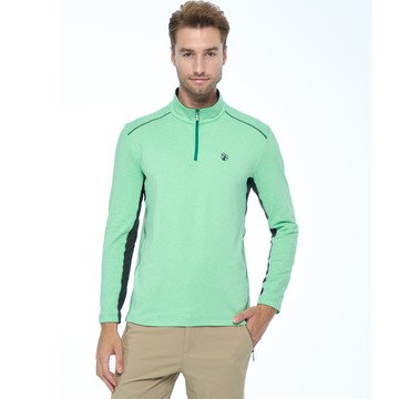 【WILDLAND荒野】男彈性雙色半開襟拉鍊衣薄荷綠