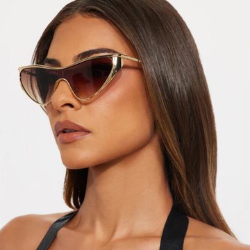 2025新款歐美時尚太陽鏡金屬貓眼墨鏡高級感Y2K千禧風凹造型眼鏡