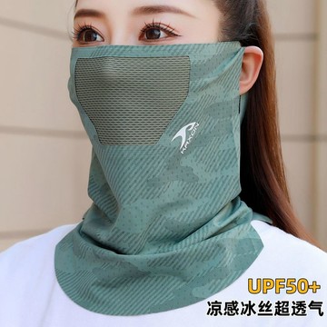 速乾透氣 冰絲面罩 外送防曬 騎行釣魚戶外套頭面罩 護頸全臉防紫外線 半遮臉冰絲面罩 掛耳防曬面罩