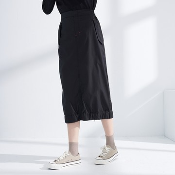 【ERSS】女裝 裙 工裝裙 工裝長裙 工裝 後開拉鍊 撞色 黑色 【S87012】