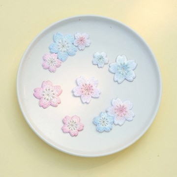 懶貓DIY💖 小櫻花刺繡布貼補衣服圖案可縫可貼補洞包包裝飾自粘羽絨服補丁貼