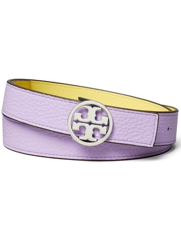 Tory Burch - logo-detail reversible leather belt - women - Leather - S - Purple