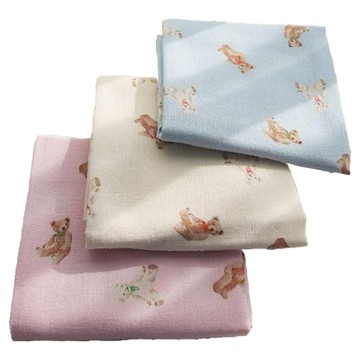 MAISONTEXTILE 女用小熊手帕三件組  象牙色、藍色、粉色  45 厘米寬 x 45 厘米高