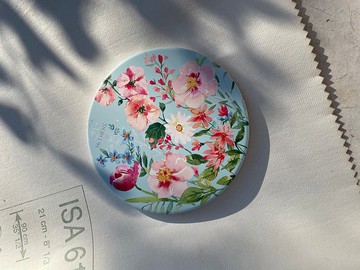 蜀葵夏花/水彩手繪陶瓷吸水杯墊