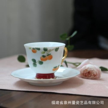 景德鎮手繪陶瓷釉下彩咖啡杯碟組合 輕奢高檔咖啡杯禮盒套裝批發