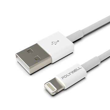 POLYWELL 寶利威爾 Type-A Lightning 3A充電線 適用蘋果iPhone PW15-W45-A163  0.2m  白色  1條