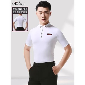 丹寶羅成人拉丁舞衣上衣夏短袖新款摩登舞男成人舞蹈練功服國標舞