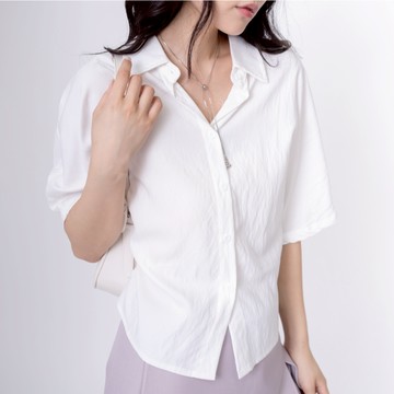 Merite｜連肩袖收腰短版襯衫｜兩色任選｜白色｜黑色