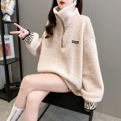 新入荷レディースハーフジップ ボアプルオーバー トップス アウターオーバーサイズ 通販 Lineポイント最大get Lineショッピング