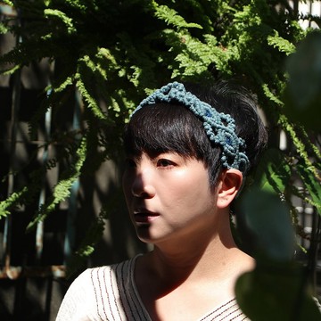 繁盛花圈 macrame 編織髮帶 藍眼睛