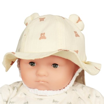 akachan honpo - 嬰幼兒耳朵造型帽-小熊棉紗-象牙白色